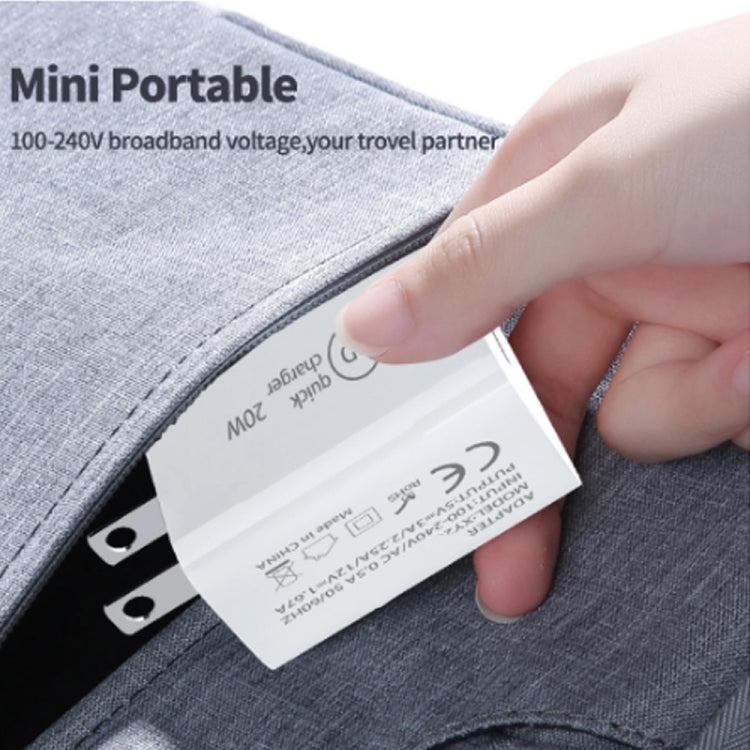 Carregador de viagem SDC-20W PD 20W com interface USB-C / Type-C única, ficha UE, ficha US, ficha UK