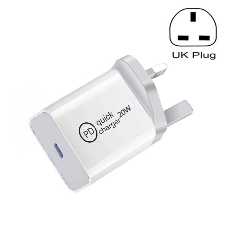 Carregador de viagem SDC-20W PD 20W com interface USB-C / Type-C única, ficha UE, ficha US, ficha UK