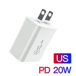 Carregador de viagem SDC-20W 2 em 1 PD 20W USB-C / Type-C + cabo de dados de carregamento rápido USB-C / Type-C para USB-C / Type-C 3A PD 3.0, comprimento do cabo: 1m, ficha US, ficha UE, ficha UK