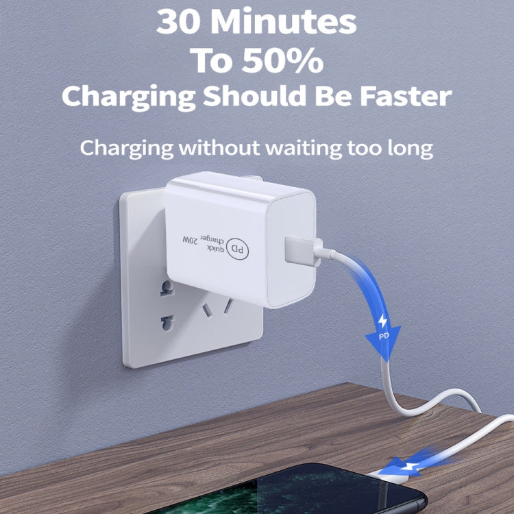Carregador de viagem SDC-20W 2 em 1 PD 20W USB-C / Type-C + cabo de dados de carregamento rápido USB-C / Type-C para USB-C / Type-C 3A PD 3.0, comprimento do cabo: 1m, ficha US, ficha UE, ficha UK