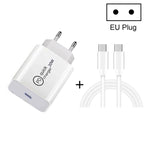 Carregador de viagem SDC-20W 2 em 1 PD 20W USB-C / Type-C + cabo de dados de carregamento rápido USB-C / Type-C para USB-C / Type-C 3A PD 3.0, comprimento do cabo: 1m, ficha US, ficha UE, ficha UK