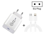 SDC-20W Carregador de Viagem 2 em 1 PD 20W USB-C / Type-C + Cabo de Dados de Carga Rápida 3A PD3.0 USB-C / Type-C para 8 Pinos, Comprimento do Cabo: 1m, Plugue US, Plugue EU, Plugue UK