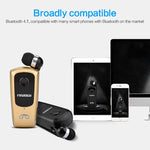 Auricular Bluetooth Antifurto com Cabo Retrátil F920 CSR4.1, Lembrete de Vibração de Chamadas, Preto, Branco, Dourado, Prateado, Cinzento