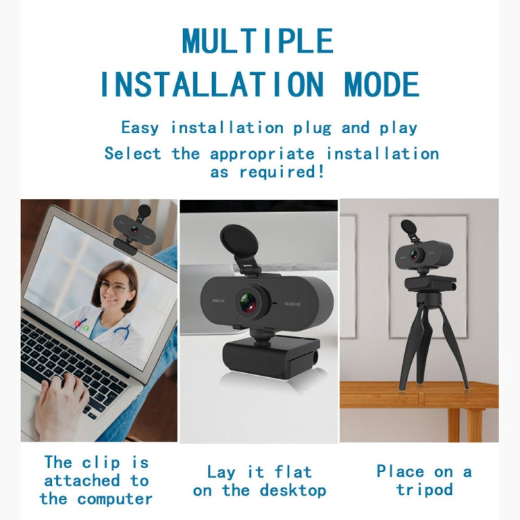 B1 Webcam HD 1080P de 4 Milhões de Pixels com Resolução 2K, Rotação de 360 Graus, com Microfone e Tripé