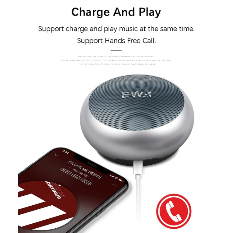 EWA A110 Altifalante Bluetooth Sem Fios Portátil Mini Metálico IPX5 à Prova de Água Suporta Áudio 3,5mm & Cartão TF 32GB & Chamadas