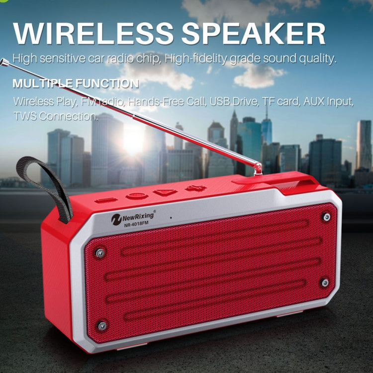 Coluna Bluetooth Estéreo Portátil TWS NewRixing NR4018FM Suporta Cartão TF / FM / AUX 3,5mm / U Disk / Chamadas Mãos Livres