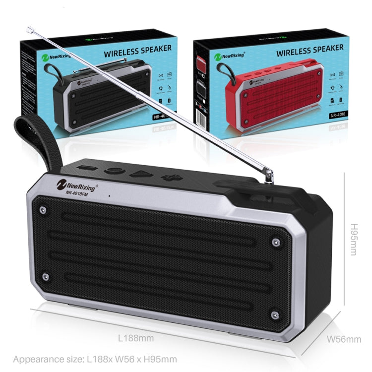 Coluna Bluetooth Estéreo Portátil TWS NewRixing NR4018FM Suporta Cartão TF / FM / AUX 3,5mm / U Disk / Chamadas Mãos Livres