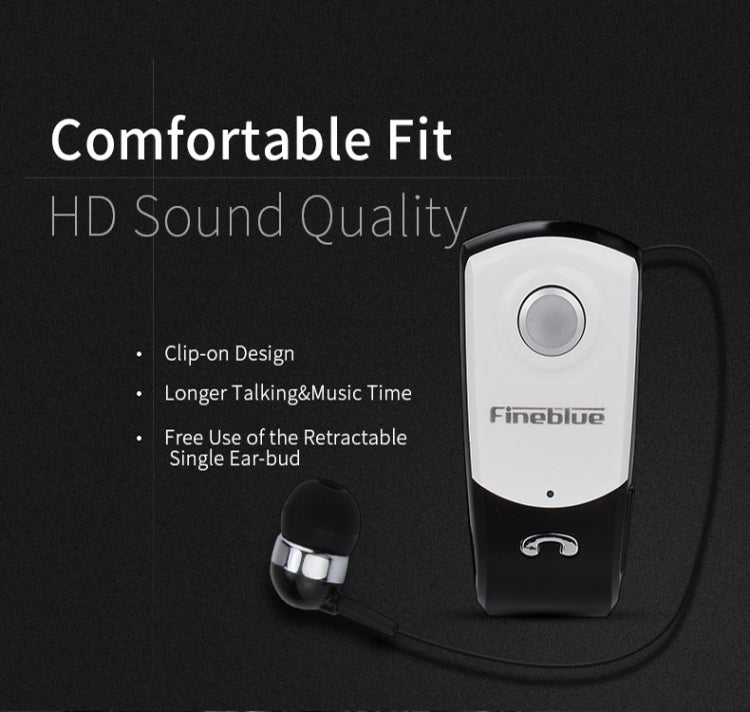Auricular Bluetooth Antifurto com Cabo Retrátil F960 CSR4.1, Lembrete de Vibração de Chamadas, Preto, Branco, Prateado