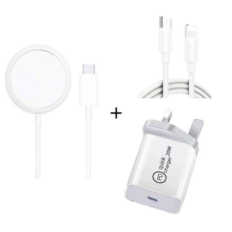 XJ-32 Carregador 3 em 1 15W de Carregamento Sem Fios por Sucção Magnética + Carregador de Viagem PD 20W USB-C / Type-C + Cabo de Carga Rápida USB-C / Type-C para 8 Pinos para Série iPhone, Plugue US, Plugue EU, Plugue UK