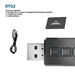 RT02 Adaptador de áudio USB Bluetooth Recebe e transmite Bluetooth 5.0 dois em um Conversa mãos-livres Receptor Bluetooth para carro