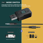 RT02 Adaptador de áudio USB Bluetooth Recebe e transmite Bluetooth 5.0 dois em um Conversa mãos-livres Receptor Bluetooth para carro