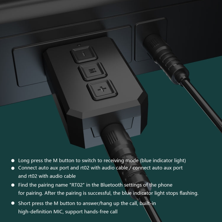 RT02 Adaptador de áudio USB Bluetooth Recebe e transmite Bluetooth 5.0 dois em um Conversa mãos-livres Receptor Bluetooth para carro