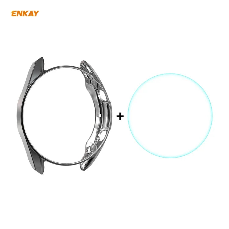 Para Samsung Galaxy Watch 3 41mm 2 em 1 Capa TPU Flexível Electroplate ENKAY Hat-Prince + Película de Vidro Temperado 0,2mm 9H 2.15D com Borda Curvada