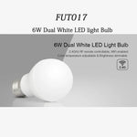 FUT017 Lâmpada LED Dupla Branca 6W 2.4GHZ RF Controlável Wifi, CCT Ajustável, Dimerizável