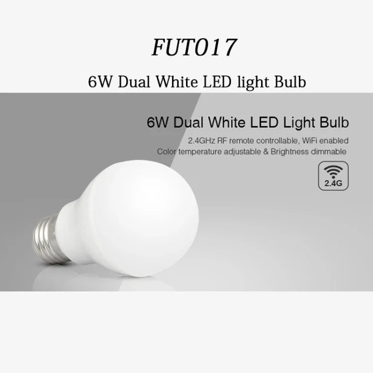 FUT017 Lâmpada LED Dupla Branca 6W 2.4GHZ RF Controlável Wifi, CCT Ajustável, Dimerizável