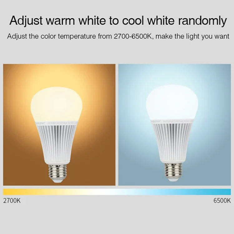 FUT012 Lâmpada LED E27 9W RGB + CCT 100V-240V Cor Completa Controlo Remoto Lâmpada Inteligente WiFi 2.4G Sem Fios