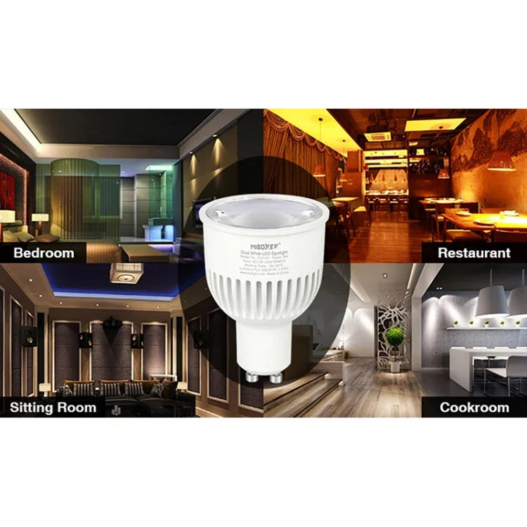 FUT107 GU10 Lâmpada LED 6W Dupla Branco CCT Holofote para Quarto e Sala de Estar