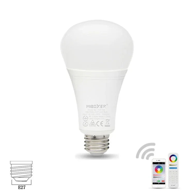 FUT105 Lâmpada LED 12W RGB + CCT E27 Luz Interior 2.4G Controlo Remoto APP para Smartphone Quarto Sala AC100~240V