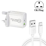 Carregador Universal de Viagem de Dupla Carga Rápida USB SDC-20WA+C 20W PD 3.0 + QC 3.0 com Cabo de Dados de Carga Rápida USB para Type-C / USB-C, Ficha Reino Unido, USB para Type-C / USB-C (Ficha Reino Unido)