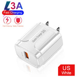 LZ-023 Carregador Portátil de Viagem USB 18W QC 3.0 + Cabo de Dados USB para 8 Pinos 3A, Ficha US, Cabo de Dados USB para 8 Pinos, Ficha US, Cabo de Dados 8 Pinos, Ficha US