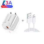 LZ-023 Carregador Portátil de Viagem USB 18W QC 3.0 + Cabo de Dados USB para 8 Pinos 3A, Ficha US, Cabo de Dados USB para 8 Pinos, Ficha US, Cabo de Dados 8 Pinos, Ficha US