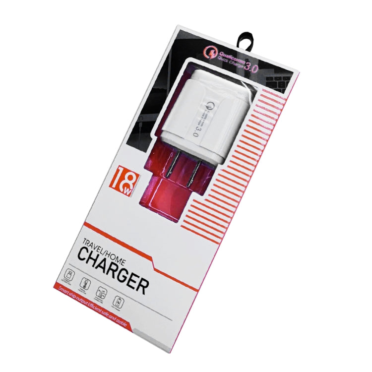 LZ-023 Carregador Portátil de Viagem USB 18W QC 3.0 + Cabo de Dados USB para 8 Pinos 3A, Ficha US, Cabo de Dados USB para 8 Pinos, Ficha US, Cabo de Dados 8 Pinos, Ficha US