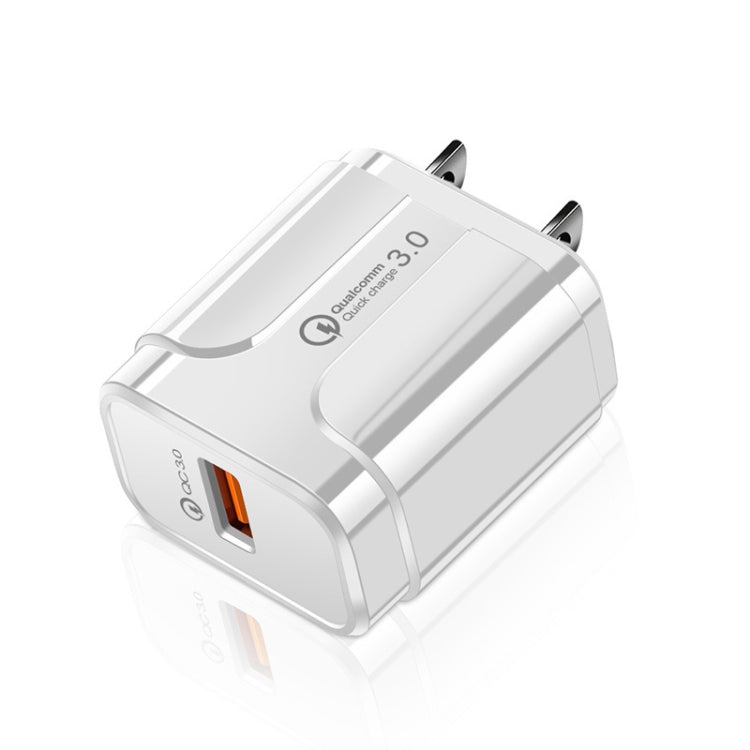 LZ-023 Carregador de Viagem USB Portátil 18W QC 3.0 + Cabo de Dados USB para Micro USB 3A, Plugue US, Cabo de Dados Micro USB, Plugue US