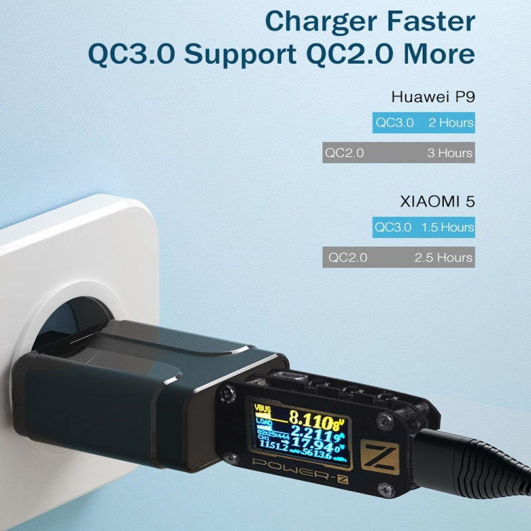 LZ-023 Carregador de Viagem USB Portátil 18W QC 3.0 + Cabo de Dados USB para Micro USB 3A, Plugue US, Cabo de Dados Micro USB, Plugue US