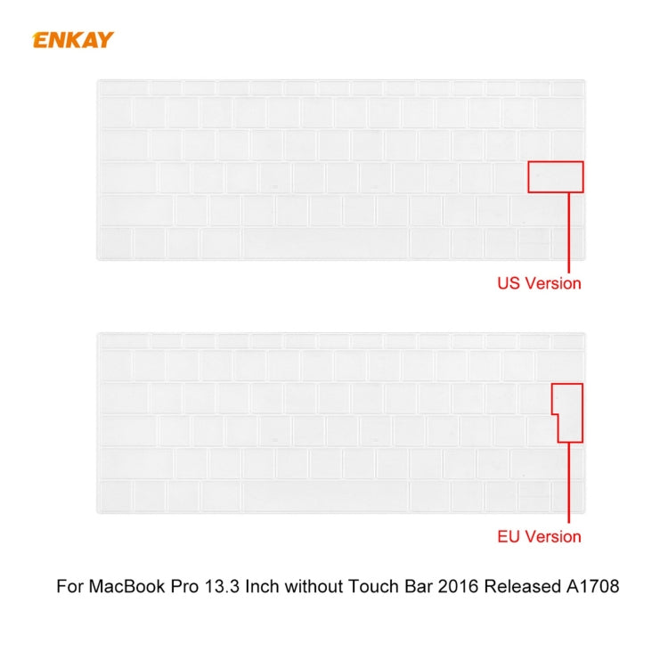 ENKAY 3 em 1 capa protetora cristal para portátil + película de teclado TPU versão UE + conjunto de tampas anti-poeira para MacBook Pro 13,3 polegadas A1708 (sem Touch Bar), para MacBook Pro 13,3 polegadas A1708 (sem Touch Bar)