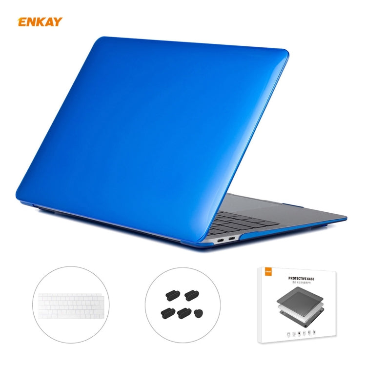 ENKAY Conjunto 3 em 1 de Capa Protetora Cristal para Portátil + Filme de Teclado TPU Versão UE + Conjunto de Tampas Anti-poeira para MacBook Air 13,3 polegadas A1932 (2018), Para MacBook Air 13,3 polegadas A1932 (2018)