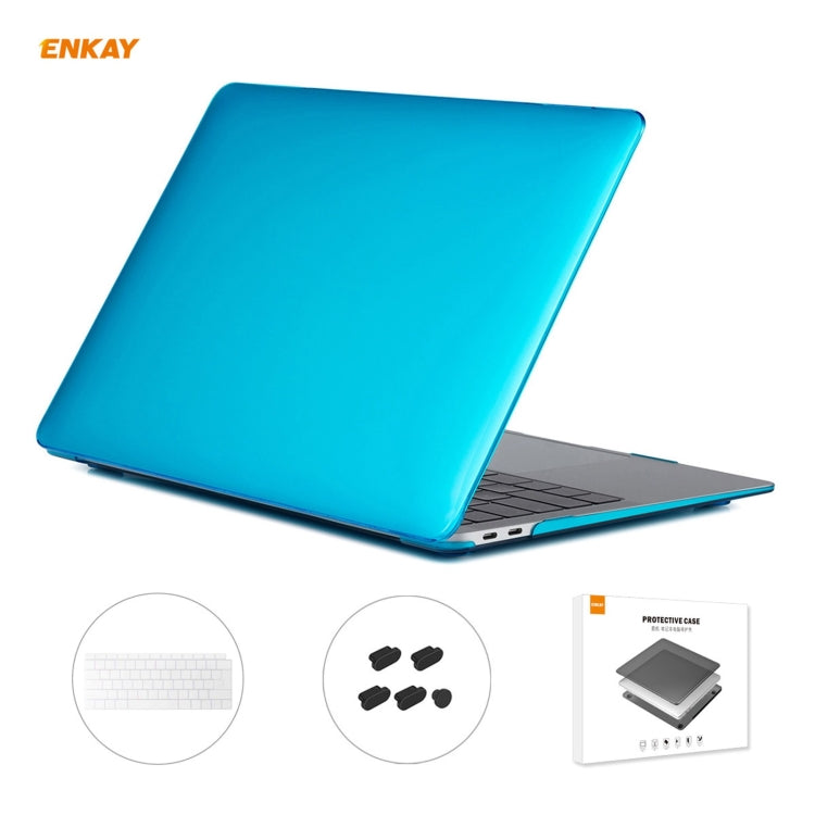 ENKAY Conjunto 3 em 1 de Capa Protetora Cristal para Portátil + Filme de Teclado TPU Versão UE + Conjunto de Tampas Anti-poeira para MacBook Air 13,3 polegadas A1932 (2018), Para MacBook Air 13,3 polegadas A1932 (2018)