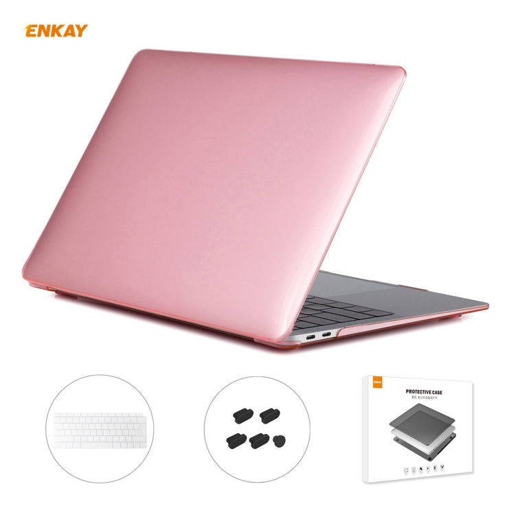 ENKAY Conjunto 3 em 1 de Capa Protetora Cristal para Portátil + Filme de Teclado TPU Versão UE + Conjunto de Tampas Anti-poeira para MacBook Air 13,3 polegadas A1932 (2018), Para MacBook Air 13,3 polegadas A1932 (2018)