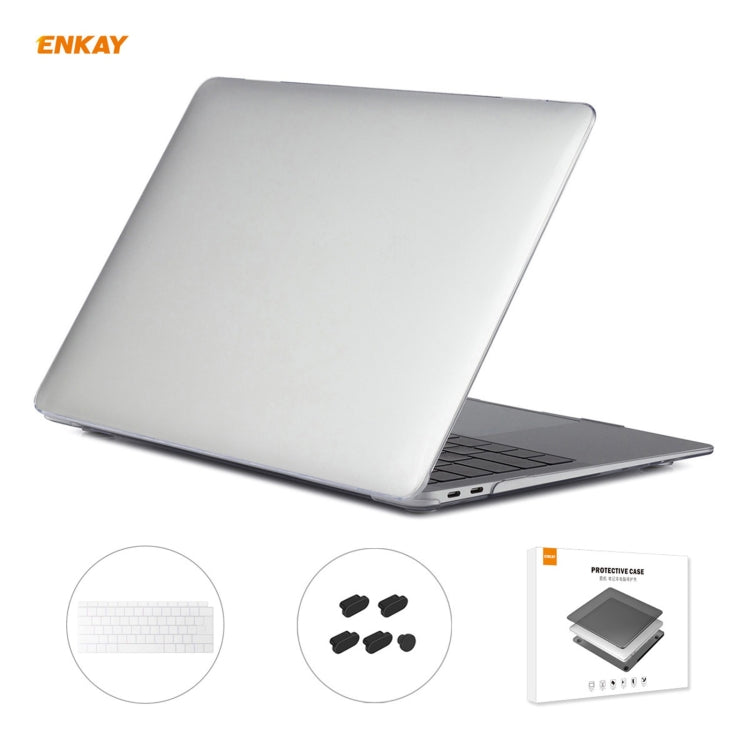 ENKAY Conjunto 3 em 1 de Capa Protetora Cristal para Portátil + Filme de Teclado TPU Versão UE + Conjunto de Tampas Anti-poeira para MacBook Air 13,3 polegadas A1932 (2018), Para MacBook Air 13,3 polegadas A1932 (2018)