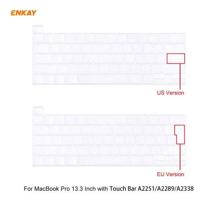 ENKAY 3 em 1 capa protetora cristal para portátil + película de teclado TPU versão UE + conjunto de tampas anti-poeira para MacBook Pro 13,3 polegadas A2251 & A2289 & A2338 (com Touch Bar), para MacBook Pro 13,3 polegadas A2251 (com Touch Bar)