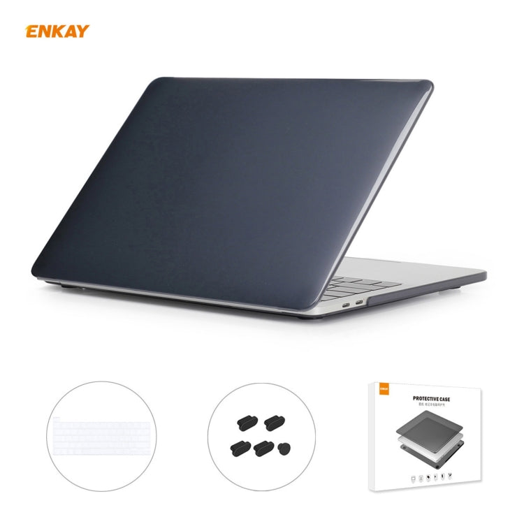 ENKAY 3 em 1 capa protetora cristal para portátil + película de teclado TPU versão UE + conjunto de tampas anti-poeira para MacBook Pro 16 polegadas A2141 (com Touch Bar), para MacBook Pro 16 polegadas A2141 (com Touch Bar)