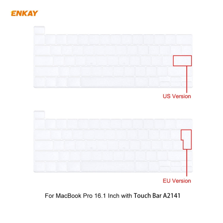 ENKAY 3 em 1 capa protetora cristal para portátil + película de teclado TPU versão UE + conjunto de tampas anti-poeira para MacBook Pro 16 polegadas A2141 (com Touch Bar), para MacBook Pro 16 polegadas A2141 (com Touch Bar)