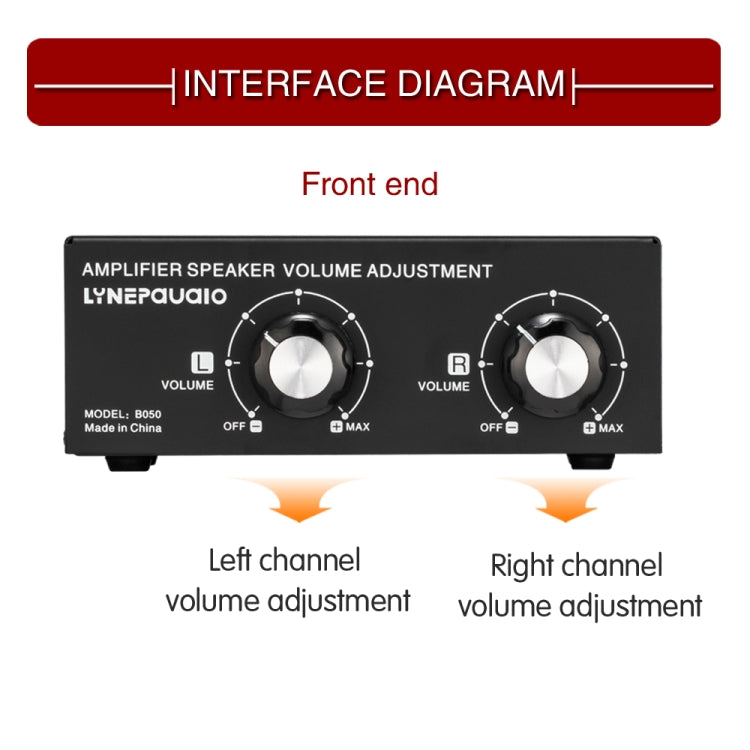 B050 Controlador Passivo de Ajuste de Volume para Altifalantes, Ajuste Independente de Volume para Canal Esquerdo e Direito, 150W por Canal, B050