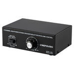 B051 Comutador de Seleção de Amplificador de Potência e Altifalante 2 Entradas e 1 Saída com Ajuste de Volume, 2 Amplificadores de Potência, Comutador de Áudio, Distribuidor, Comparador, B051