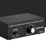 B051 Comutador de Seleção de Amplificador de Potência e Altifalante 2 Entradas e 1 Saída com Ajuste de Volume, 2 Amplificadores de Potência, Comutador de Áudio, Distribuidor, Comparador, B051