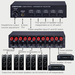Comutador de Som Amplificador de Potência 2-em-4 Saídas B032, Qualidade de Som Sem Perdas, 300W Por Canal, Distribuidor Comutador Comparador com Função de Monitorização de Auscultadores / Entrada de Áudio, B032