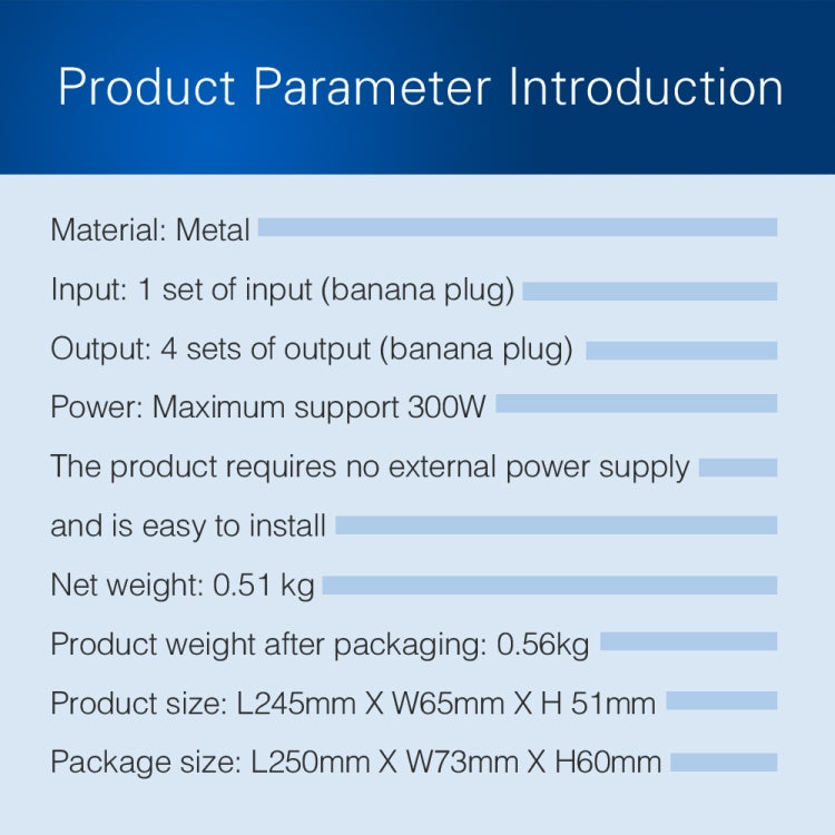 Distribuidor de Som Amplificador 1 Entrada e 4 Saídas, Fonte de Som para 4 Áreas, Painel de Distribuição de Sinal, Entrada de Áudio Única, 300W Por Canal, B030
