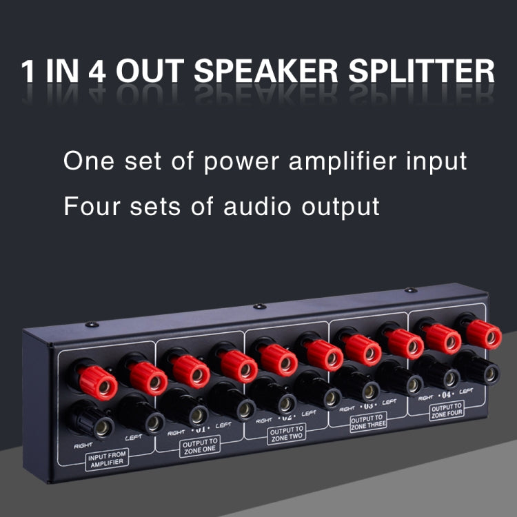 Distribuidor de Som Amplificador 1 Entrada e 4 Saídas, Fonte de Som para 4 Áreas, Painel de Distribuição de Sinal, Entrada de Áudio Única, 300W Por Canal, B030