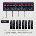 Distribuidor de Som Amplificador 1 Entrada e 4 Saídas, Fonte de Som para 4 Áreas, Painel de Distribuição de Sinal, Entrada de Áudio Única, 300W Por Canal, B030