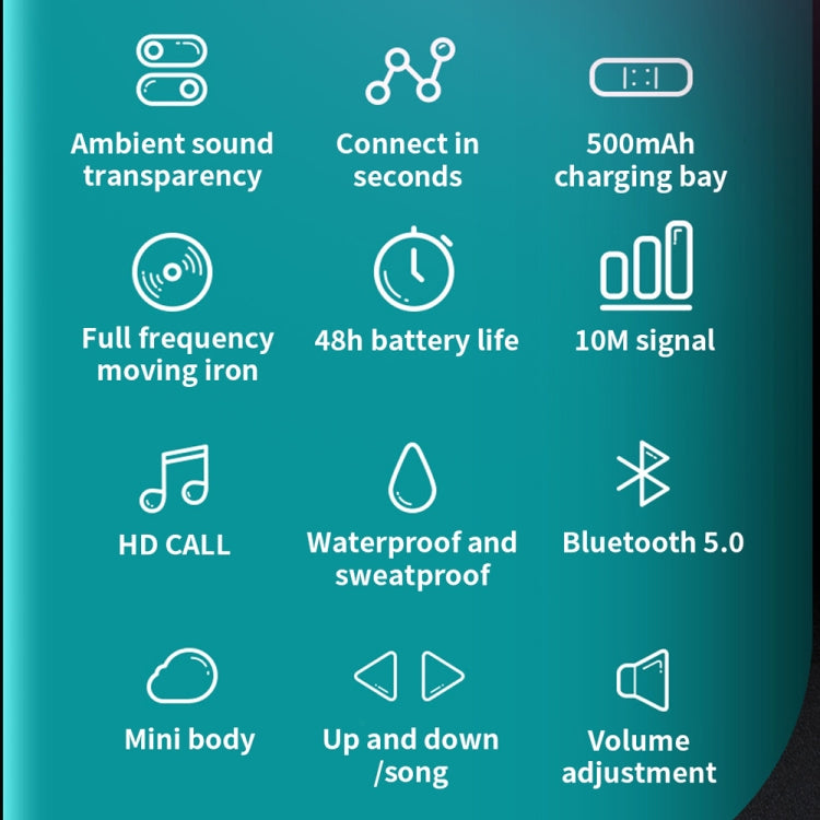 Auricular Bluetooth T25 over-ear 5.0, auricular invisível sem fios para um ouvido, chamadas em alta definição, autonomia muito longa, condução óssea