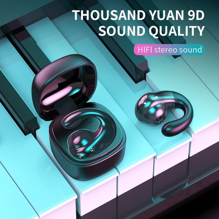 Auricular Bluetooth T25 over-ear 5.0, auricular invisível sem fios para um ouvido, chamadas em alta definição, autonomia muito longa, condução óssea