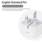 A2344 Carregador de Viagem Dobrável 20W PD 3.0 Tipo-C / USB-C + Conjunto de Cabo de Dados de Carregamento Rápido USB-C / Tipo-C para 8 Pinos, Ficha UK, Comprimento: 2m, 20W 8 Pinos Comprimento: 2m