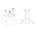 Carregador de Viagem Dobrável A2344 20W PD 3.0 Type-C / USB-C + Conjunto de Cabo de Dados de Carga Rápida USB-C / Type-C para Type-C, Ficha Reino Unido, Comprimento: 2m, 20W Type-C Comprimento: 2m