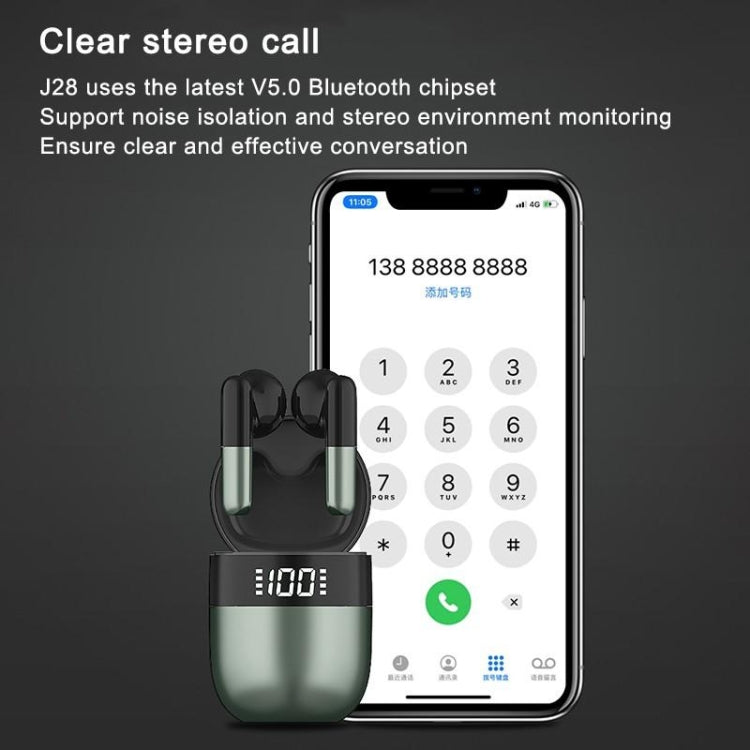Auriculares Bluetooth TWS J28, sem fios, com ecrã digital LED, música HiFi, para desporto