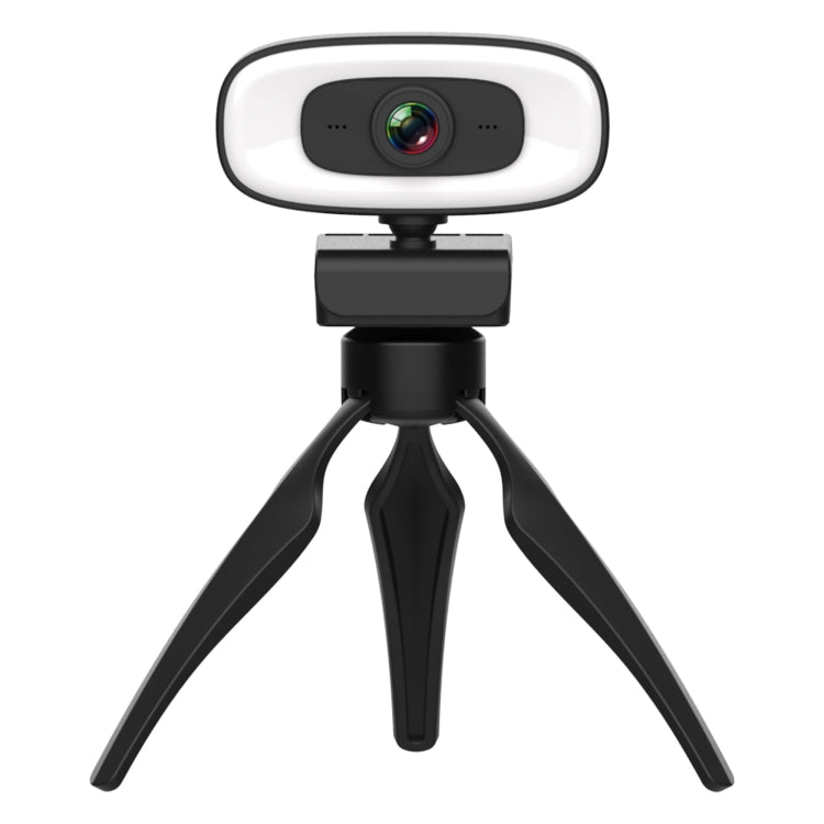 Webcam C10 2K HD sem distorção, rotação 360 graus, luz de preenchimento de três velocidades, USB sem driver, microfone incorporado com som mais claro