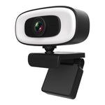 Webcam C10 2K HD sem distorção, rotação 360 graus, luz de preenchimento de três velocidades, USB sem driver, microfone incorporado com som mais claro